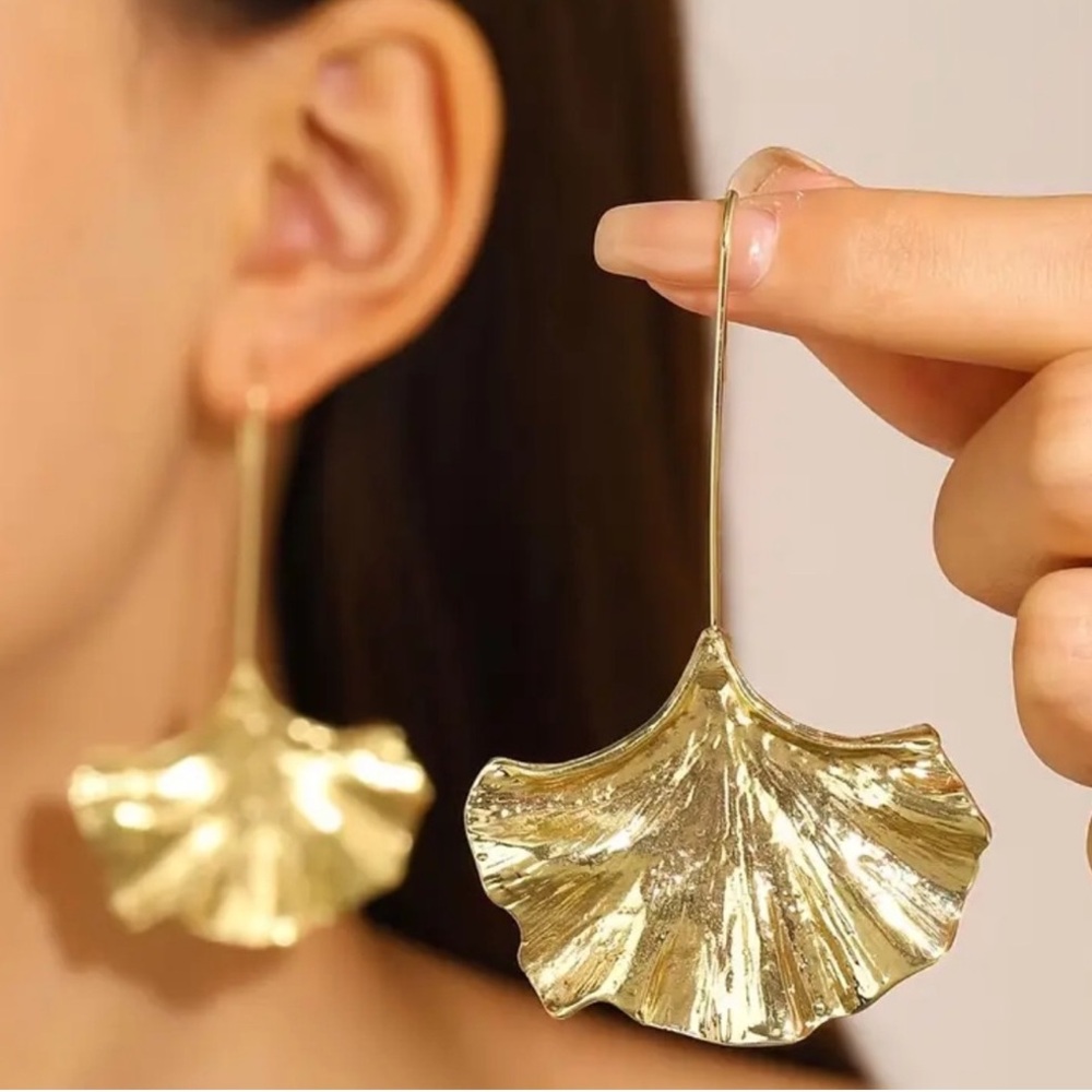 Gold Ginkgo Leaf Drop Earrings - Women Jewelry Earrings